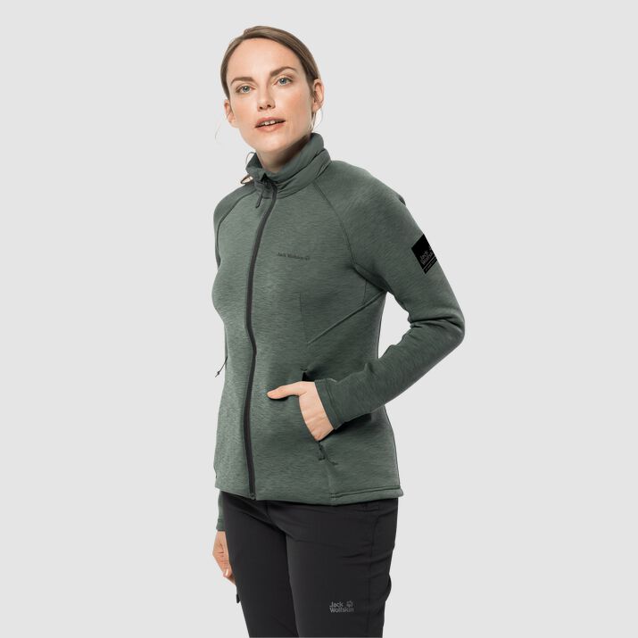 Chamarra Polar Jack Wolfskin Athletic Collar Mujer Verdes Mexico-9751314